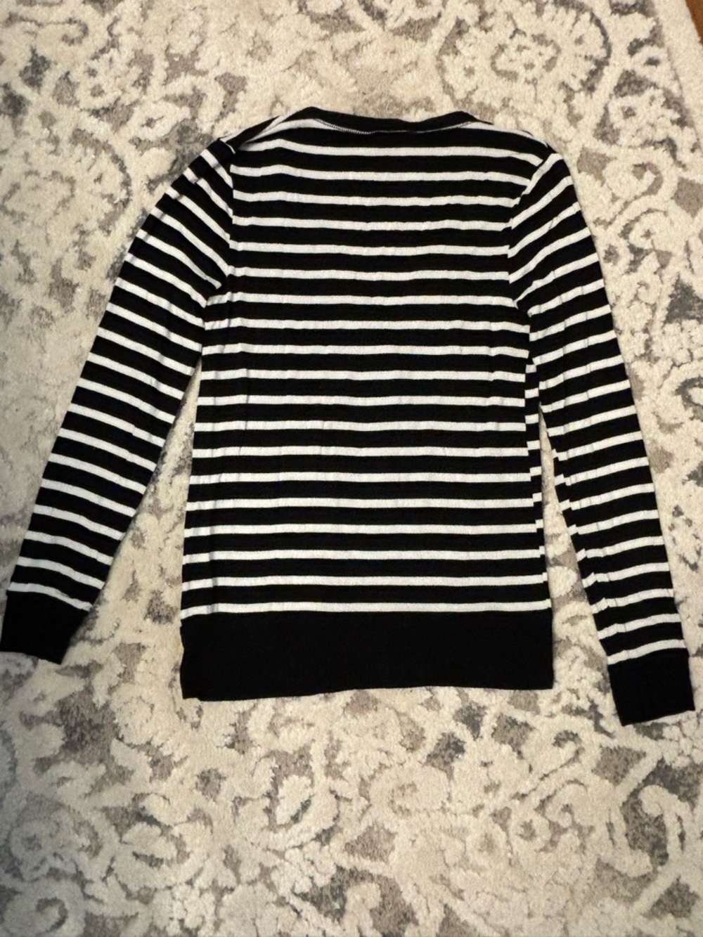 Striped V-Neck Lightweight Women's Cardigan, size Medium - Picture 3 of 6